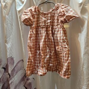 Gingham Checkered Kids Dress - Orange